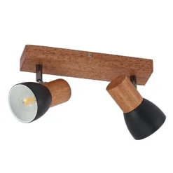 Lindby Tonja foco de techo con madera, 2 luces