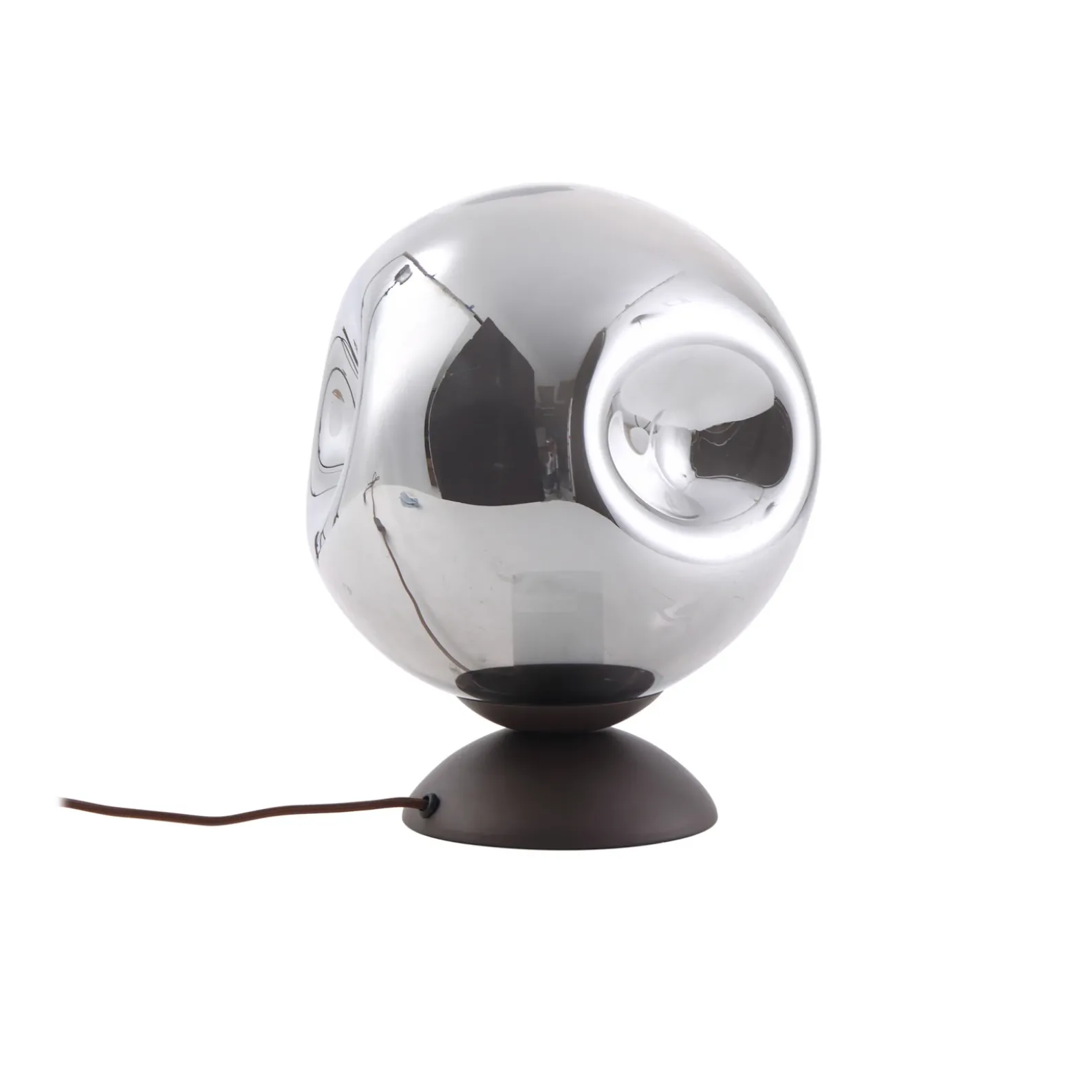 Lindby Valentina lámpara de mesa, E27, gris humo, cristal, Ø 25 cm