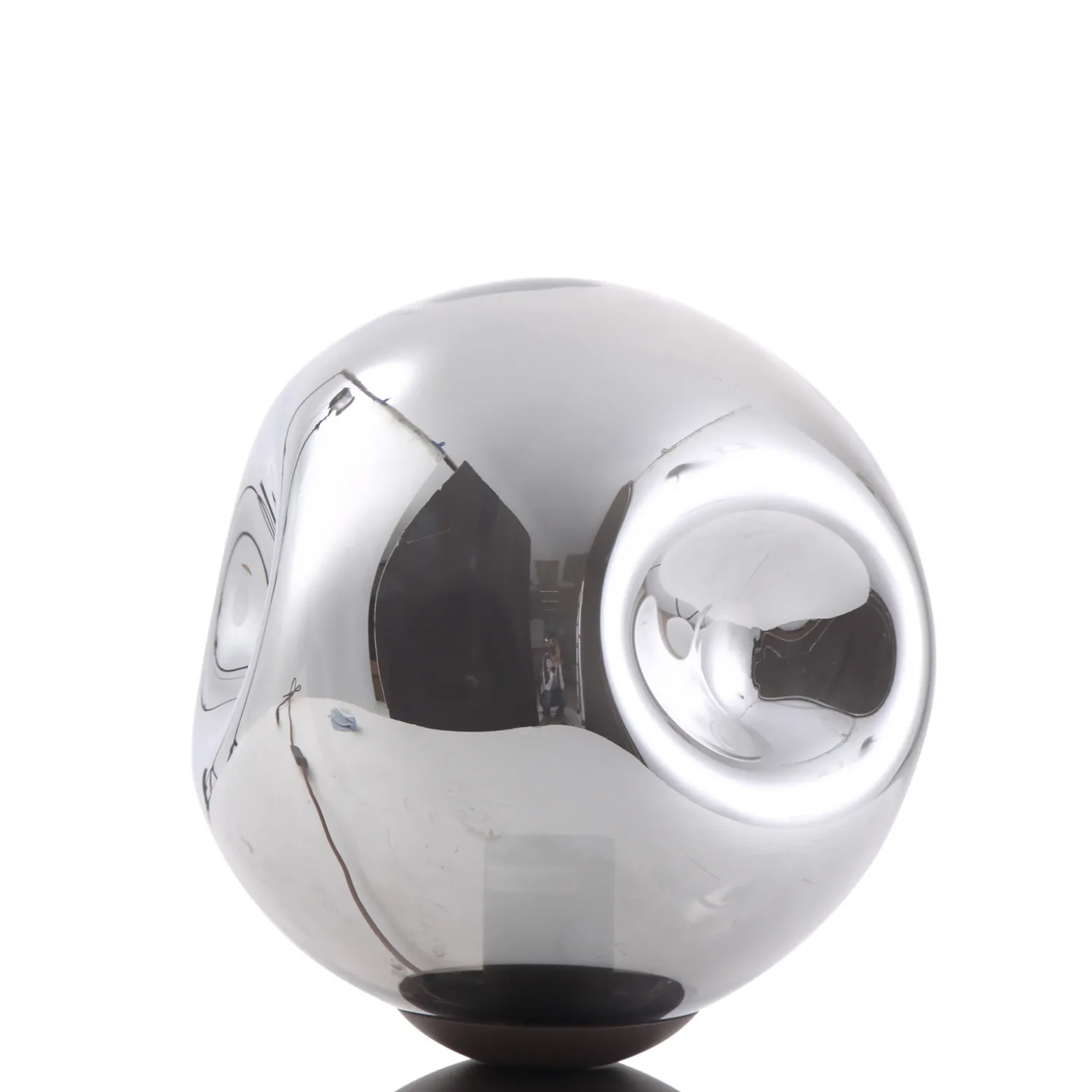 Lindby Valentina lámpara de mesa, E27, gris humo, cristal, Ø 25 cm