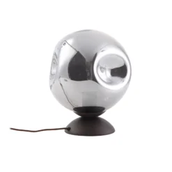 Lindby Valentina lámpara de mesa, E27, gris humo, cristal, Ø 25 cm