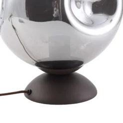 Lindby Valentina lámpara de mesa, E27, gris humo, cristal, Ø 25 cm