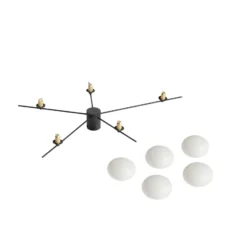 Lindby Valisa plafón, negro, 5 luces