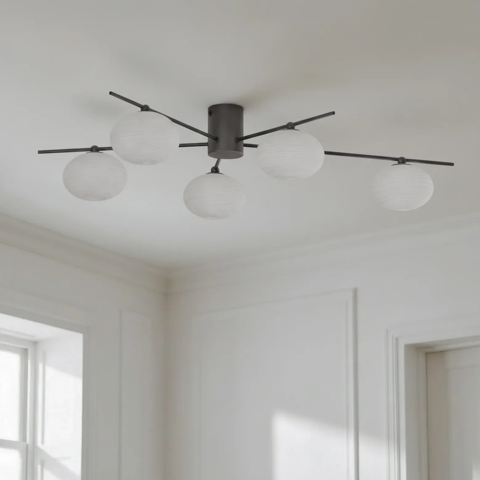 Lindby Valisa plafón, negro, 5 luces