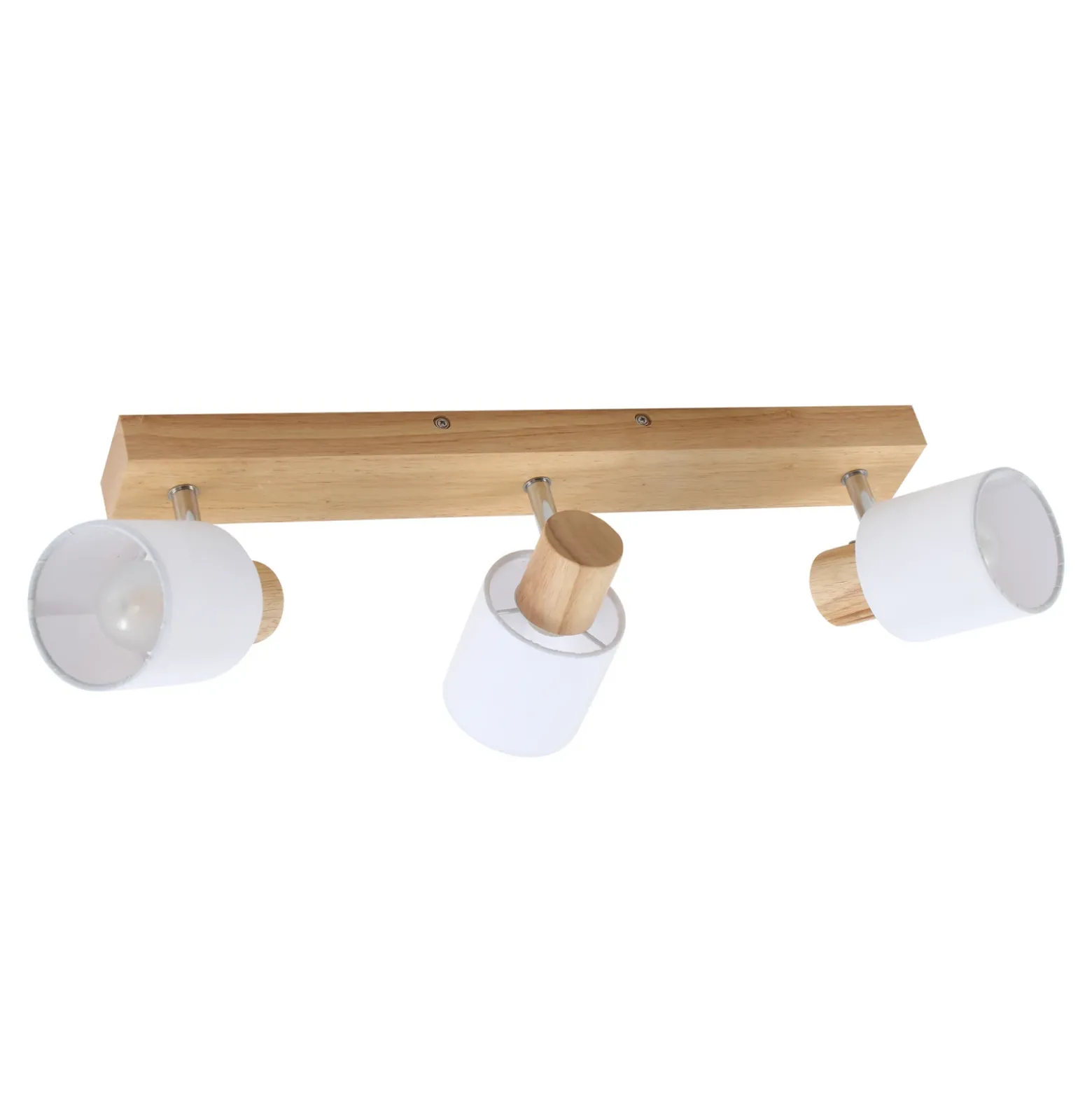 Lindby Wanessa downlight de techo, 47cm, 3 luces, blanco, madera, E14