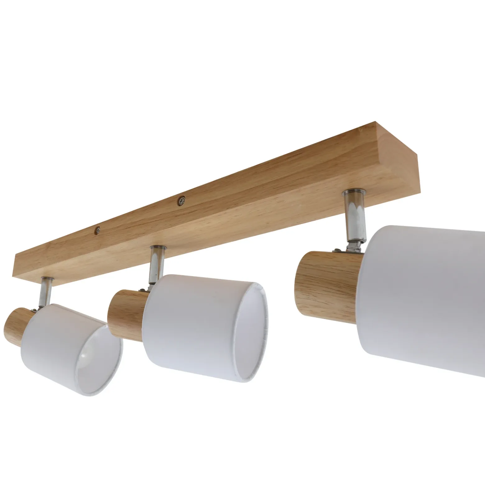 Lindby Wanessa downlight de techo, 47cm, 3 luces, blanco, madera, E14