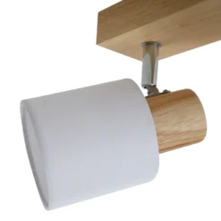 Lindby Wanessa downlight de techo, 47cm, 3 luces, blanco, madera, E14