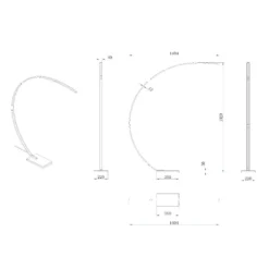 Lámpara arqueada Curve LED, dorado mate, 2700 K, altura 192, atenuable