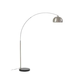 Lámpara arqueada Hernando de Lindby, níquel, acero, altura 188 cm