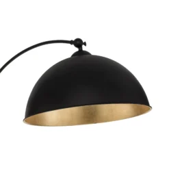Lámpara arqueada Jonera de Lindby, negra, metal, E27, altura 185 cm