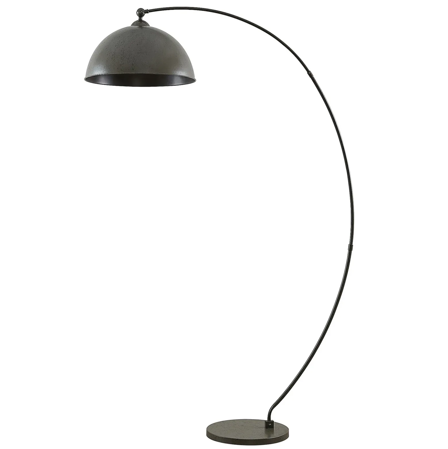 Lámpara arqueada Jonera de Lindby, gris, metal, E27, 185 cm de altura