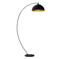 Lámpara arqueada Jonera de Lindby, negra, metal, E27, altura 185 cm