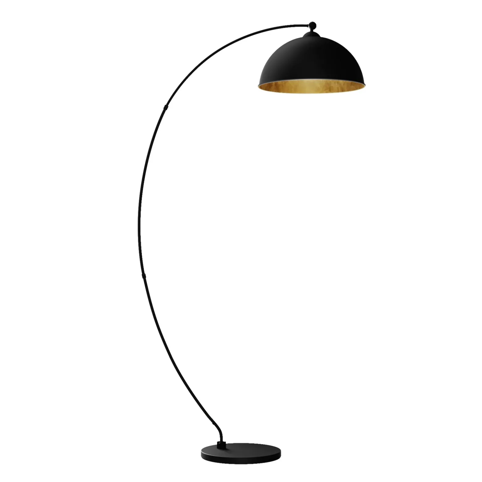 Lámpara arqueada Jonera de Lindby, negra, metal, E27, altura 185 cm