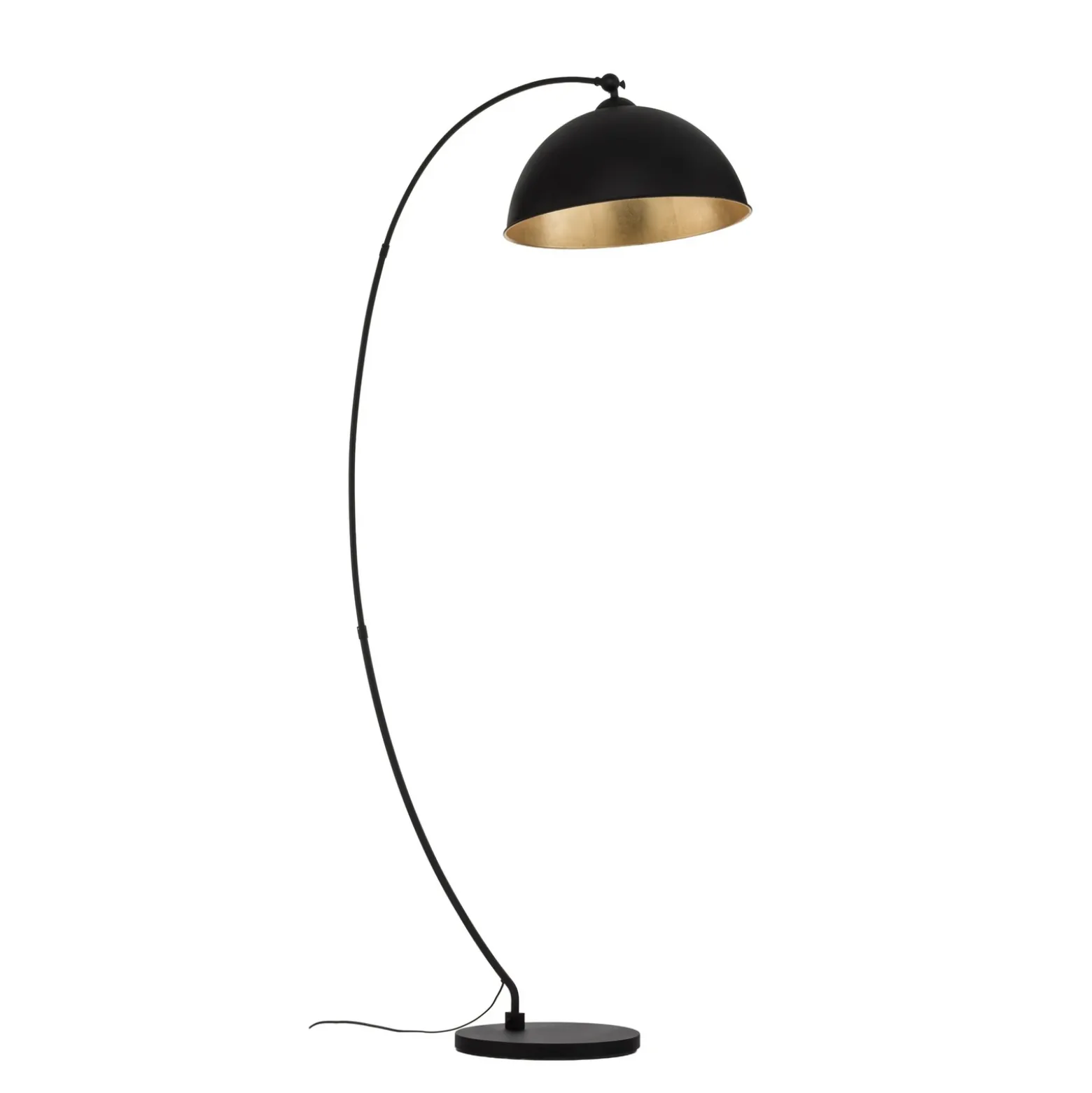 Lámpara arqueada Jonera de Lindby, negra, metal, E27, altura 185 cm