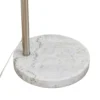 Lámpara arqueada Lindby Alverton, blanco/níquel, cristal, 197 cm