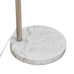 Lámpara arqueada Lindby Alverton, blanco/níquel, cristal, 197 cm
