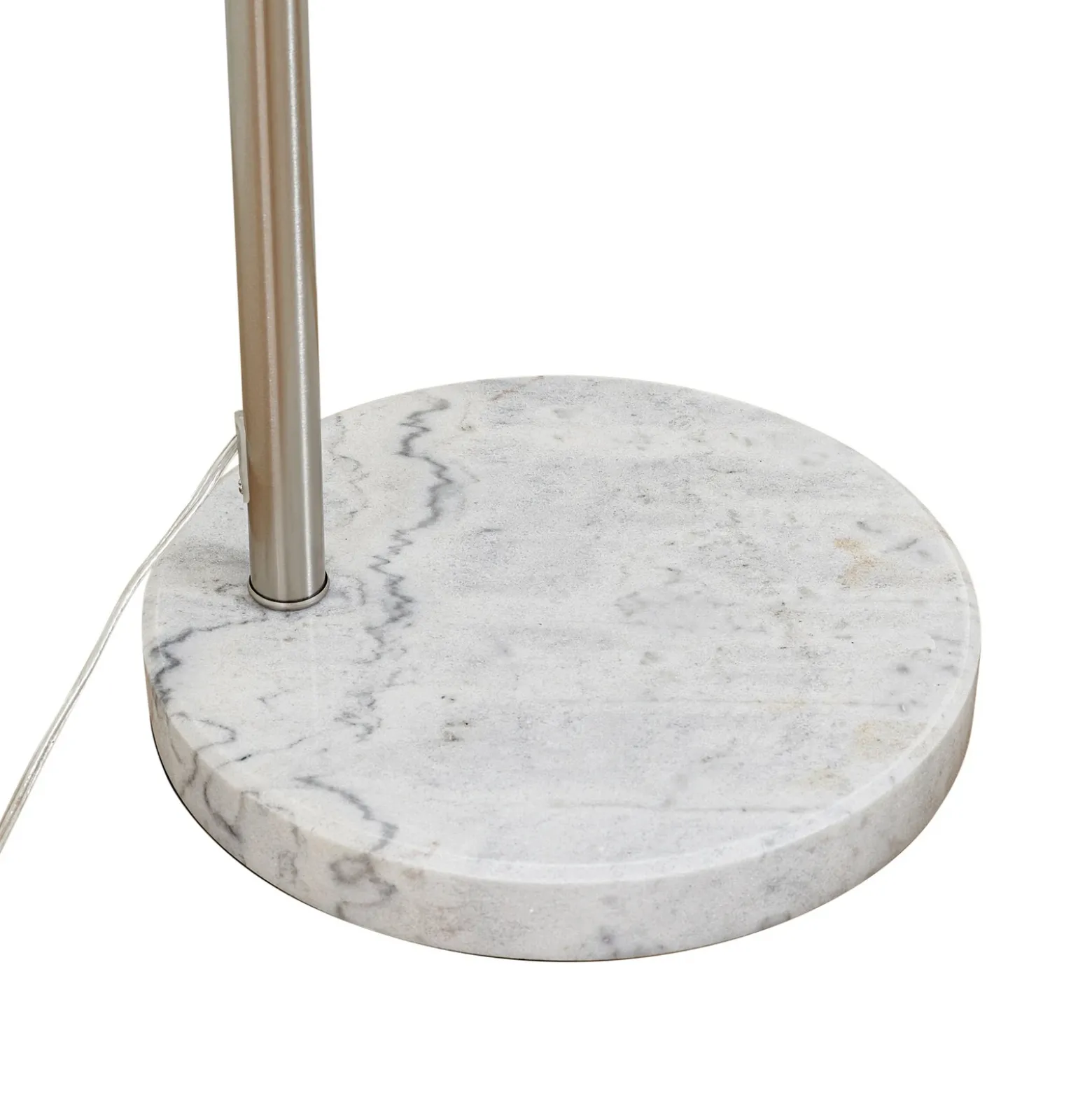 Lámpara arqueada Lindby Alverton, blanco/níquel, cristal, 197 cm