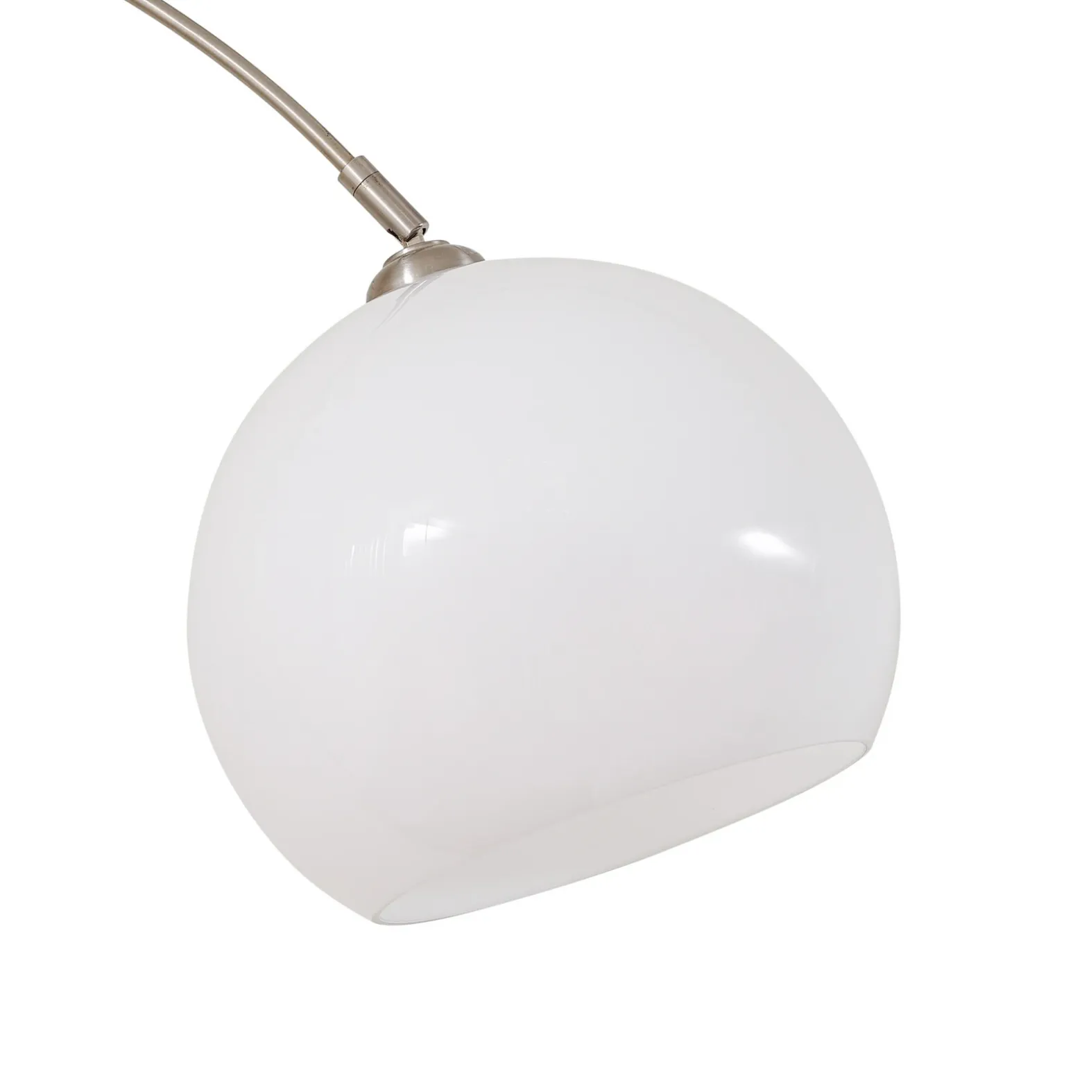 Lámpara arqueada Lindby Alverton, blanco/níquel, cristal, 197 cm