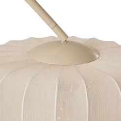 Lámpara arqueada Lindby Helin, beige, textil, altura 198,5 cm