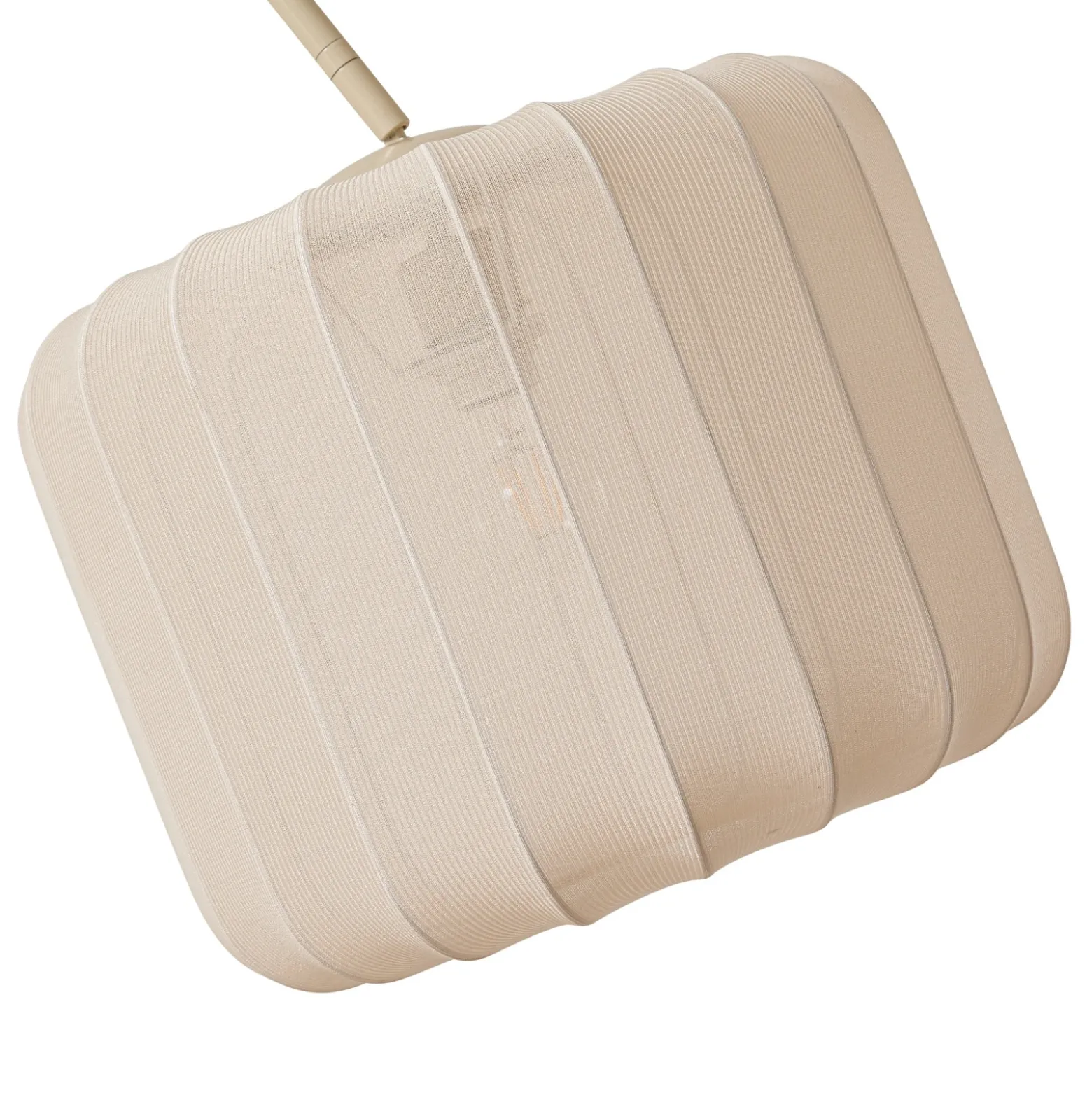 Lámpara arqueada Lindby Helin, beige, textil, altura 198,5 cm
