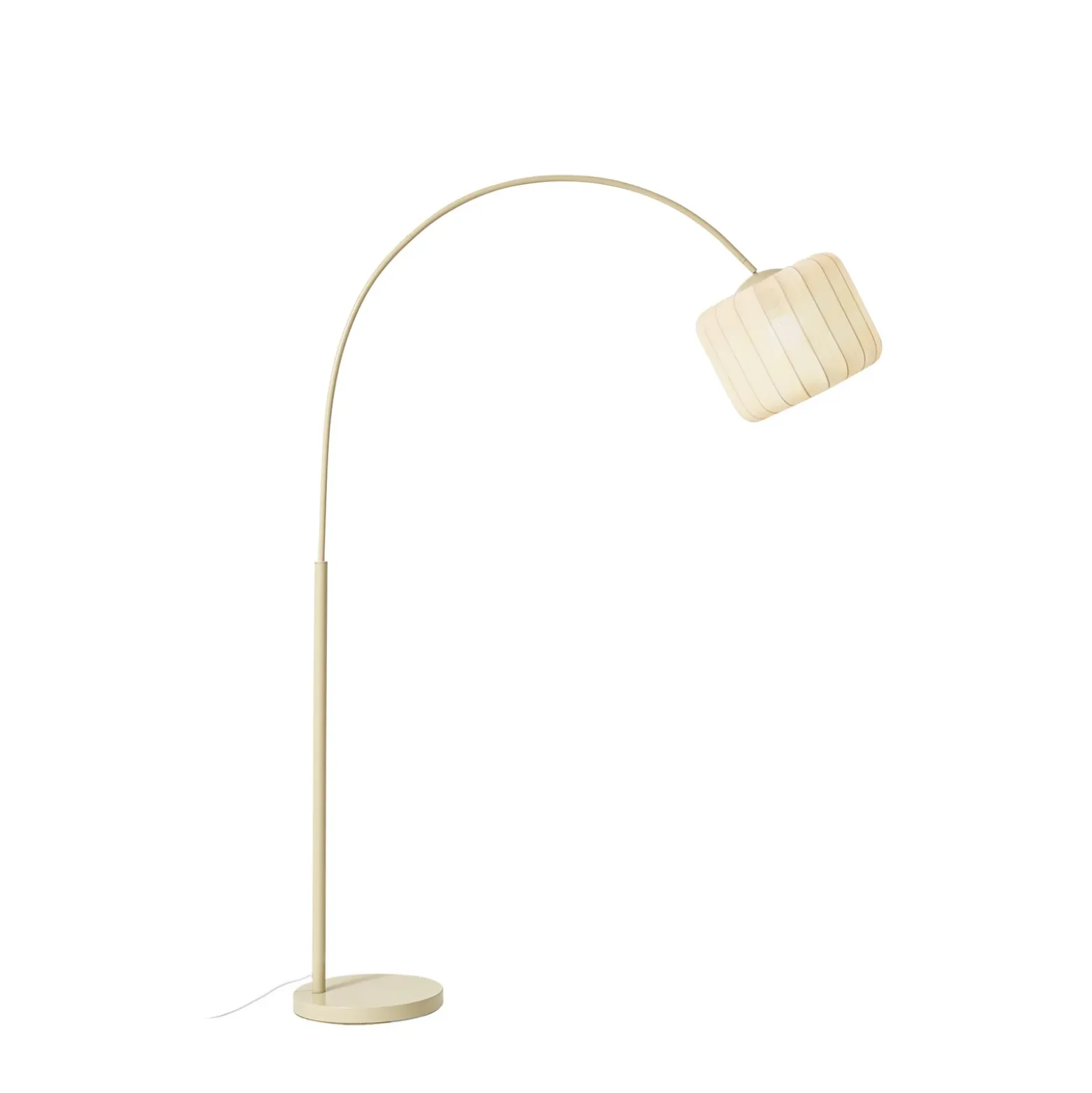 Lámpara arqueada Lindby Helin, beige, textil, altura 198,5 cm