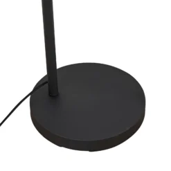 Lámpara arqueada Lindby Solvian, negro/natural, bambú, metal