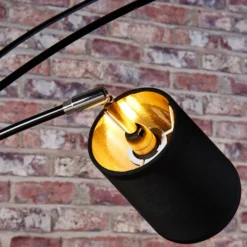 Lámpara arqueada Lindby Tinne, negro/dorado, mármol, 5 luces, E14