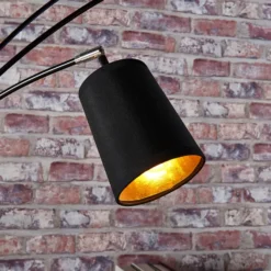 Lámpara arqueada Lindby Tinne, negro/dorado, mármol, 5 luces, E14