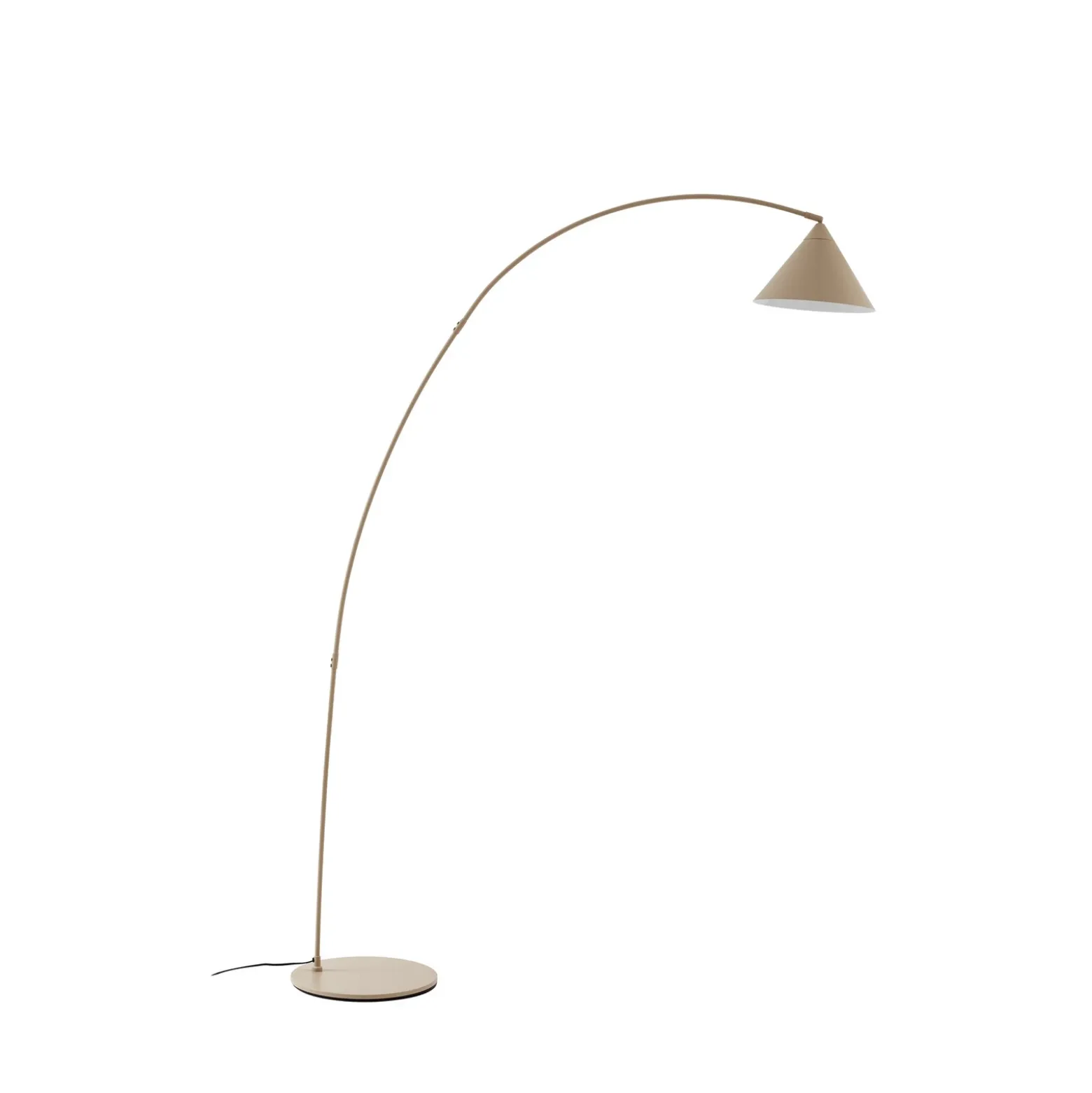 Lámpara arqueada Lindby Triangolo, beige, altura 195 cm, metal, E27