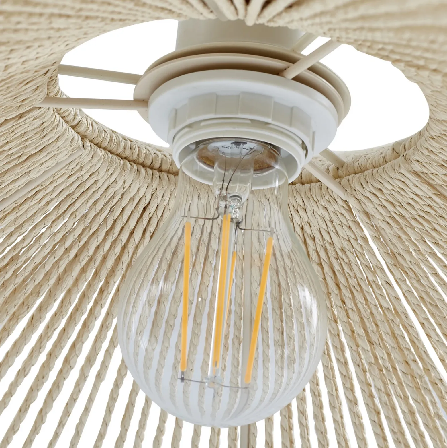 Lámpara arqueada Lindby Valdorin, beige, papel, 195 cm, IP20