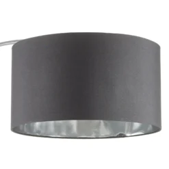 Lámpara arqueada Mara, metal, textil, cromo, negro