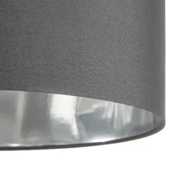 Lámpara arqueada Mara, metal, textil, cromo, negro