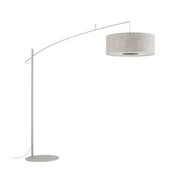 Lámpara arqueada Poise B, gris, acero, textil, alcance 255 cm