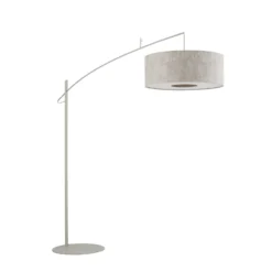 Lámpara arqueada Poise B, gris, acero, textil, alcance 255 cm