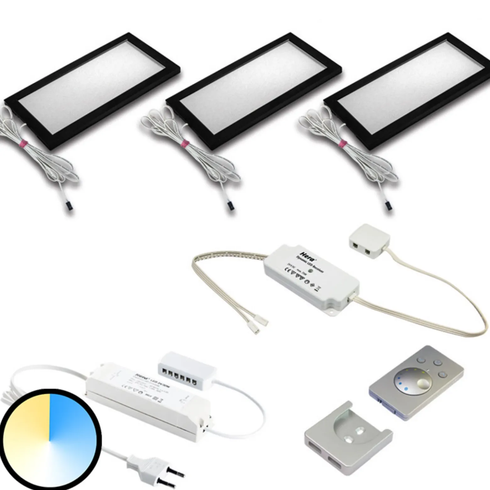 Lámpara bajo mueble Dynamic LED Sky set 3 ud negro