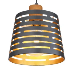 Lámpara colgante Ablona, Ø 25 cm, negro/dorado, metal