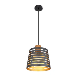 Lámpara colgante Ablona, Ø 25 cm, negro/dorado, metal