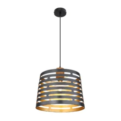 Lámpara colgante Ablona, Ø 35 cm, negro/dorado, metal