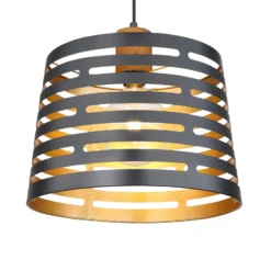Lámpara colgante Ablona, Ø 35 cm, negro/dorado, metal