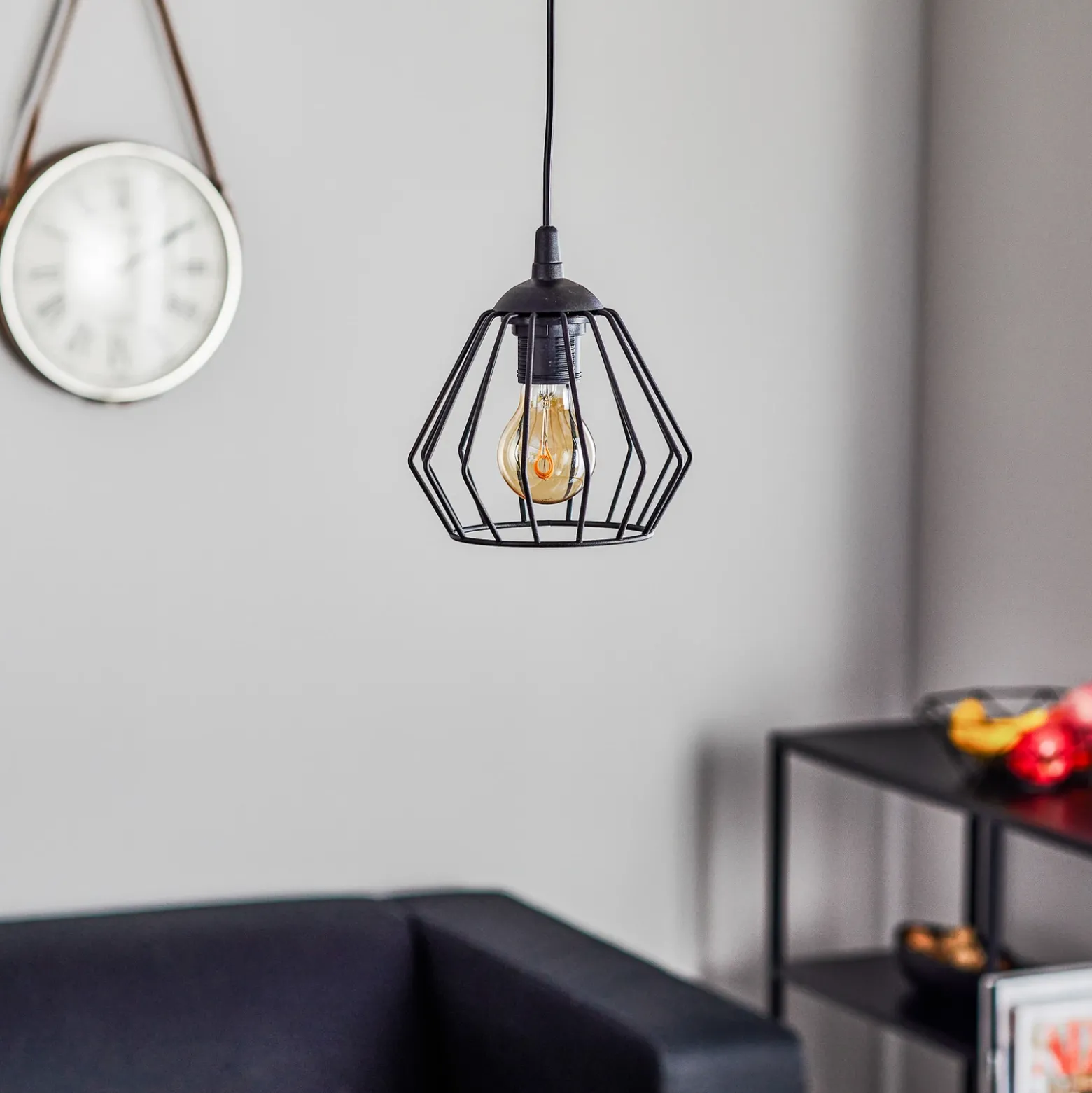 Lámpara colgante Agat negro, 1 luz
