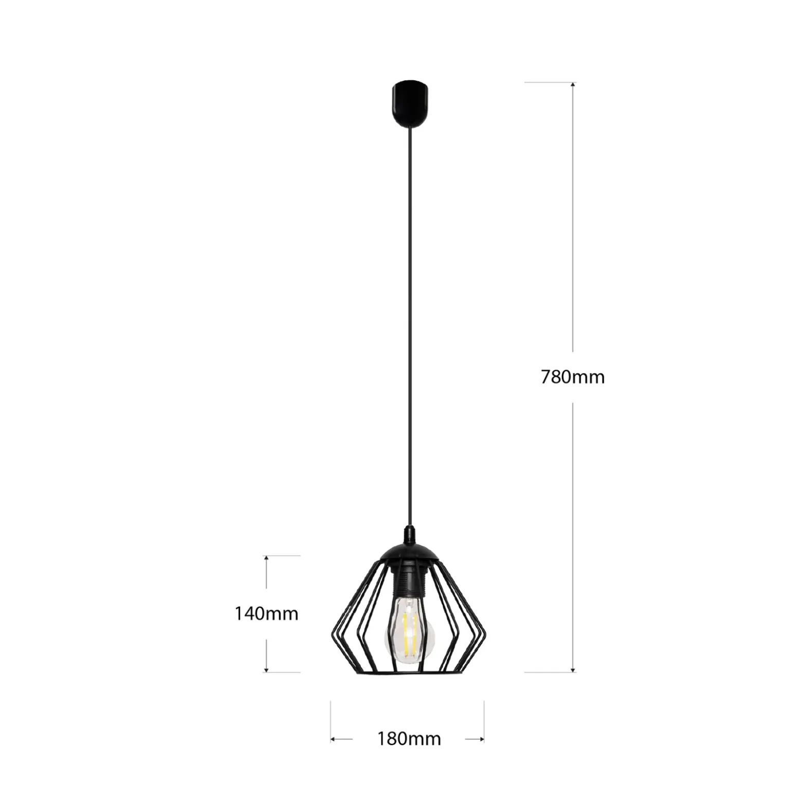 Lámpara colgante Agat negro, 1 luz