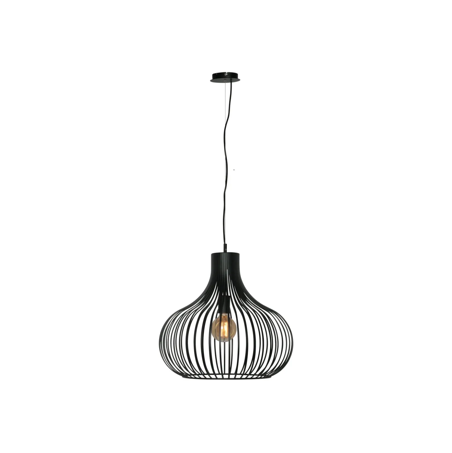 Lámpara colgante Aglio, Ø 48 cm, negra, metal