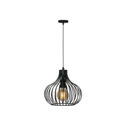Lámpara colgante Aglio, Ø 28 cm, negra, metal