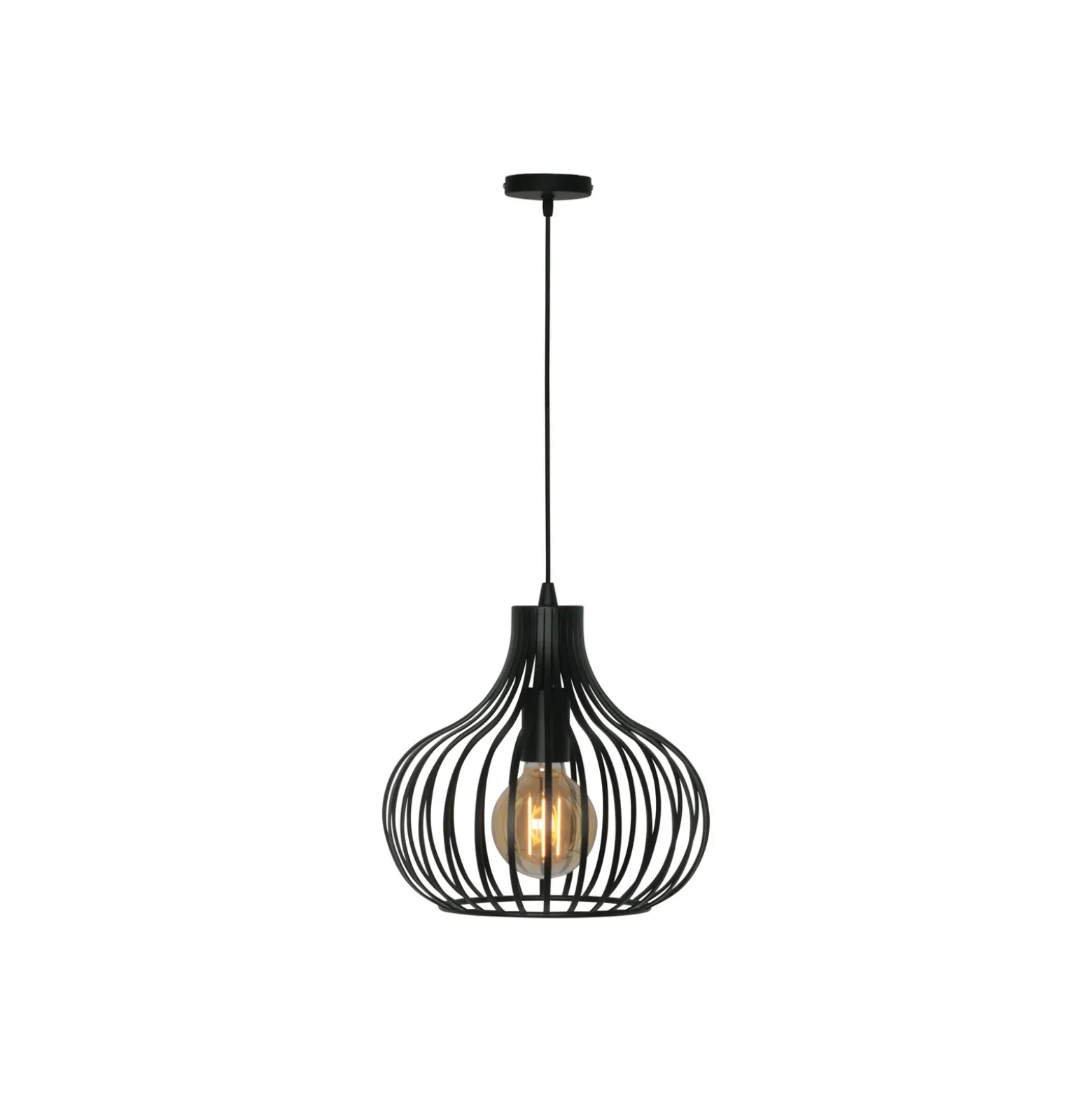 Lámpara colgante Aglio, Ø 28 cm, negra, metal