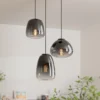 Lámpara colgante Aguilares, cristal ahumado, rondel de 3 luces