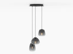 Lámpara colgante Aguilares, cristal ahumado, rondel de 3 luces
