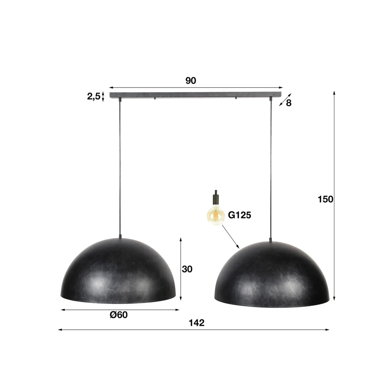 Lámpara colgante Akardien, 2 luces
