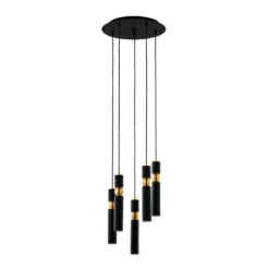 Lámpara colgante Alas, 5 luces, negro, metal, GU10