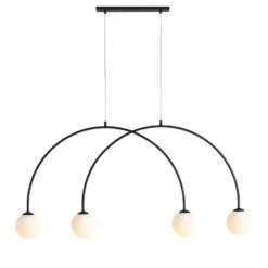 Lámpara colgante Alison, negro/blanco, 4 luces, forma de arco, 129 cm