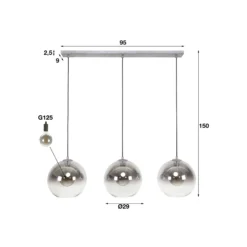 Lámpara colgante Allessandra, 3 luces, Ø 29 cm, gris humo, cristal
