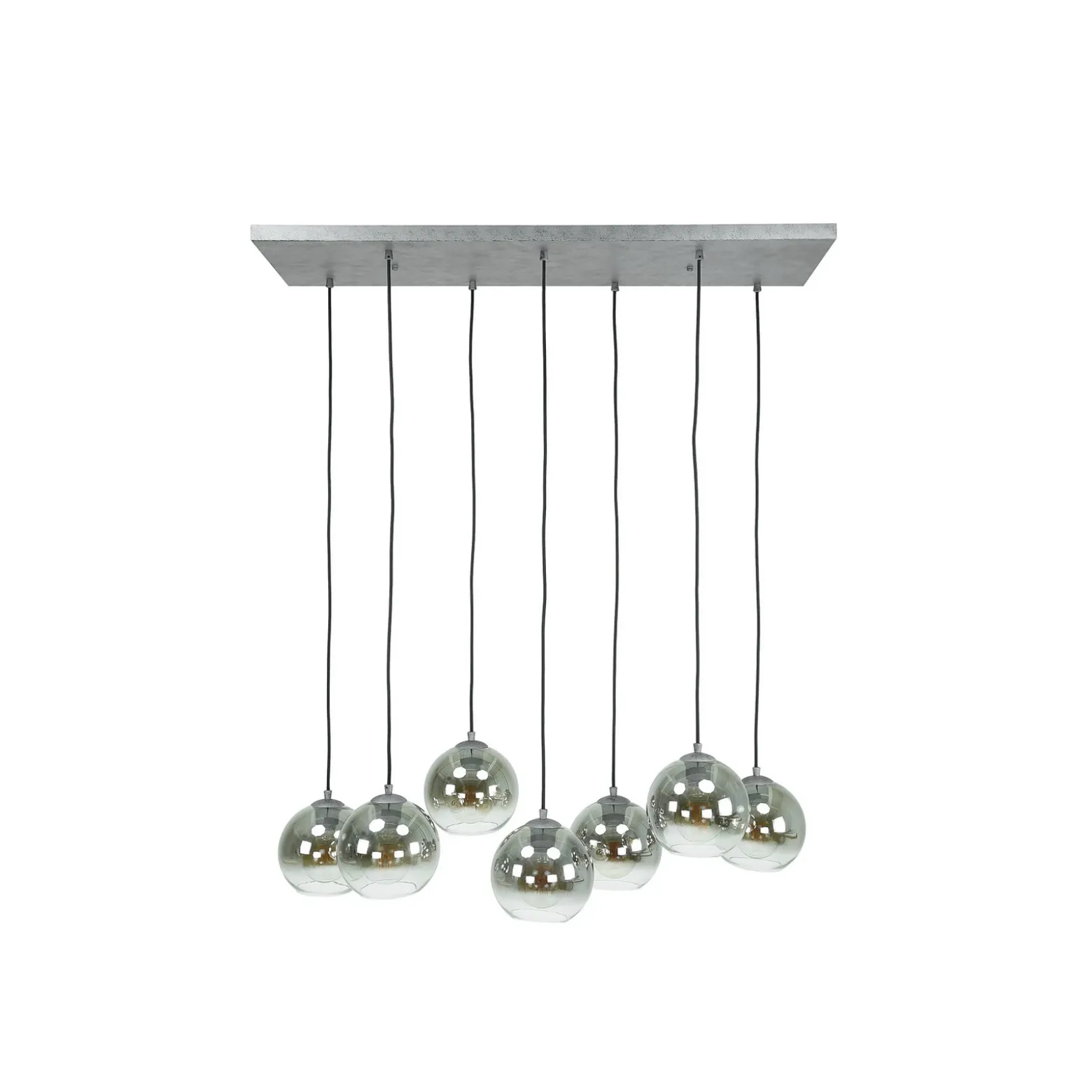 Lámpara colgante Allessandra, 7 luces, Ø 18 cm, gris ahumado, cristal